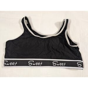 Plus Size XL Lingerie Sweet Bra Bralette Black Grey Crop‎ Top Light Weight Sleep